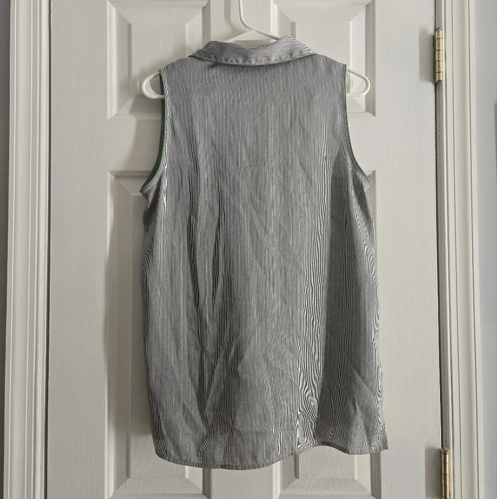 Striped Sleeveless Button-Up Blouse